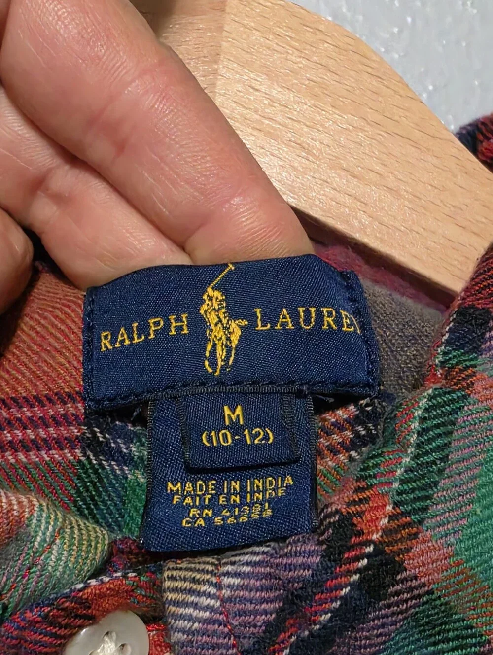 RALPH LAUREN Boys Medium 10-12 Madras Plaid Button Down Shirt Cotton Preppy